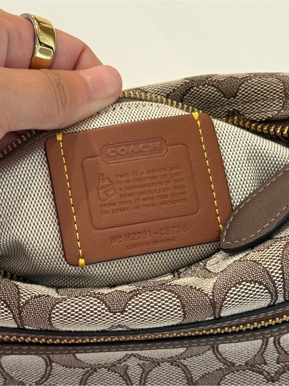 Coach Demi Bag Signature Jacquard Brass/Maple Brown Limited Re-Edition - Picture 6 of 8